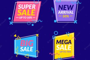 Colorful memphis style sale banner set