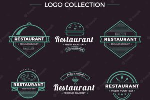 Colorful pack of vintage restaurant logos