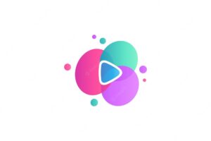 Colorful play media logo design template