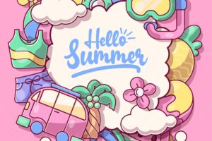 Colorful summer background layout banners design horizontal poster greeting card header for website