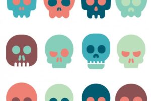 Coloured skull icons collection