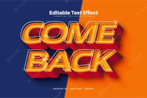 Come back 3d text effect