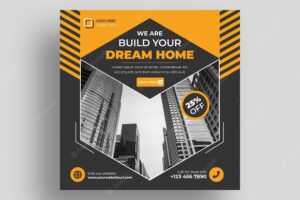 Constructions engineering corporate business social media poste template with creative design