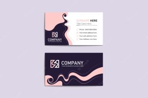 Corporate company pink and blue business card design template