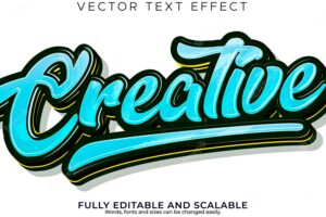 Creative brush text effect editable modern lettering typography font style