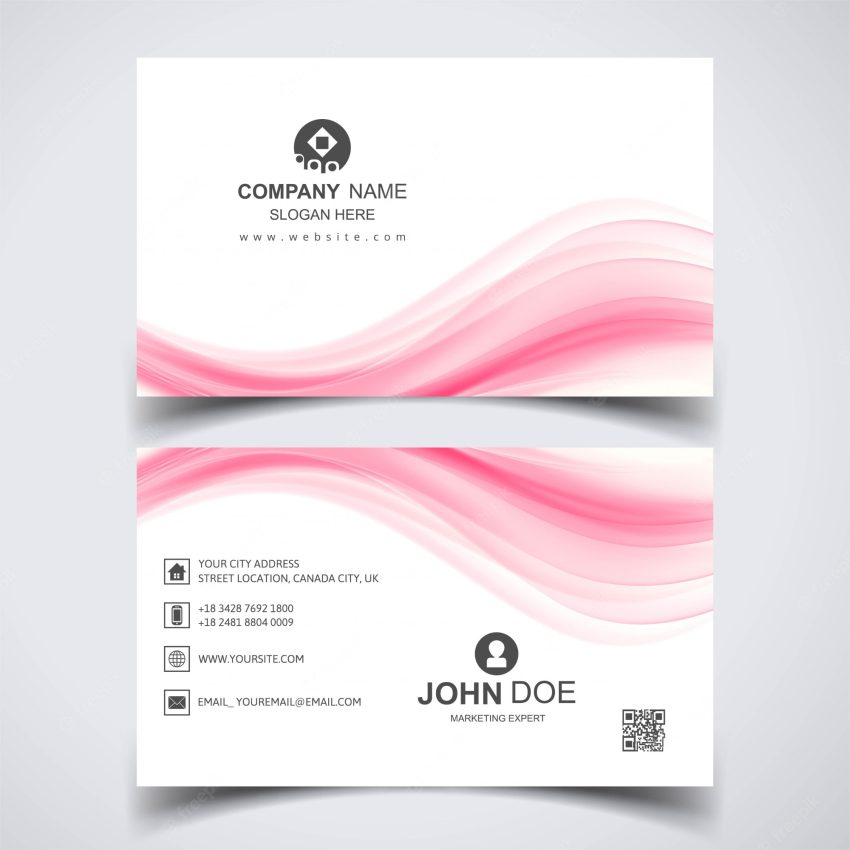Creative business card with pink waves
