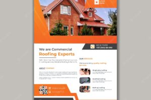 Creative and colorful home roof repair services flyer