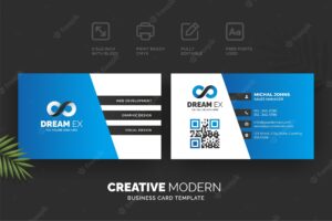 Creative modern business card template with blue and black details