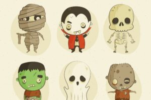 Creepy characters in vintage style