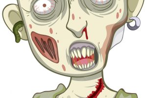 Creepy zombie face on white background