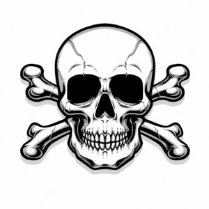 Crossing bones skull vector logo