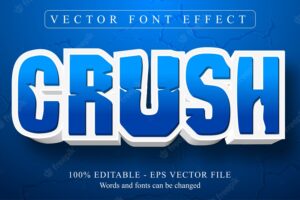 Crush text, cartoon style editable text effect