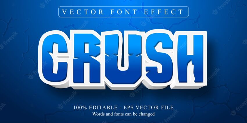 Crush text, cartoon style editable text effect