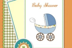 Cute baby shower card with baby stroller
