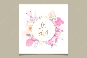 Cute baby shower design template with sweet floral