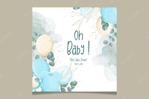 Cute baby shower invitation card with beautiful floral