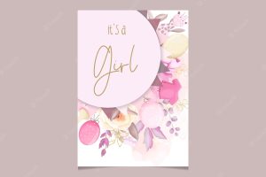 Cute baby shower invitation card with beautiful floral
