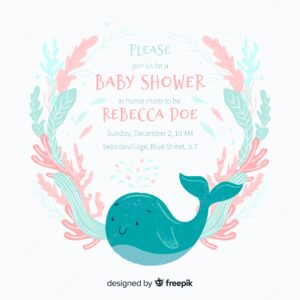 Cute baby shower template with whale