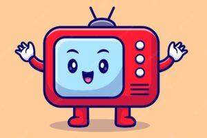 Cute happy television cartoon vector icon illustration. technology object icon concept isolated flat