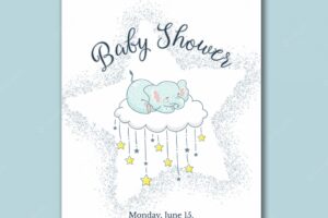 Cute little elephant baby shower card