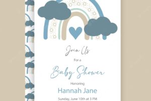 Cute rainbow baby shower invitation template