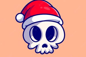 Cute skull caps cartoon illustration