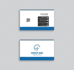 Dark blue business card template with free eps