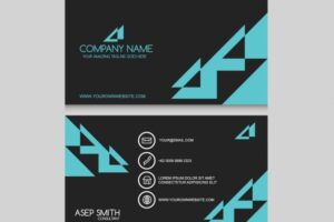 Dark business card with blue triangles