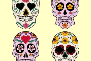 Decorated mexican skulls