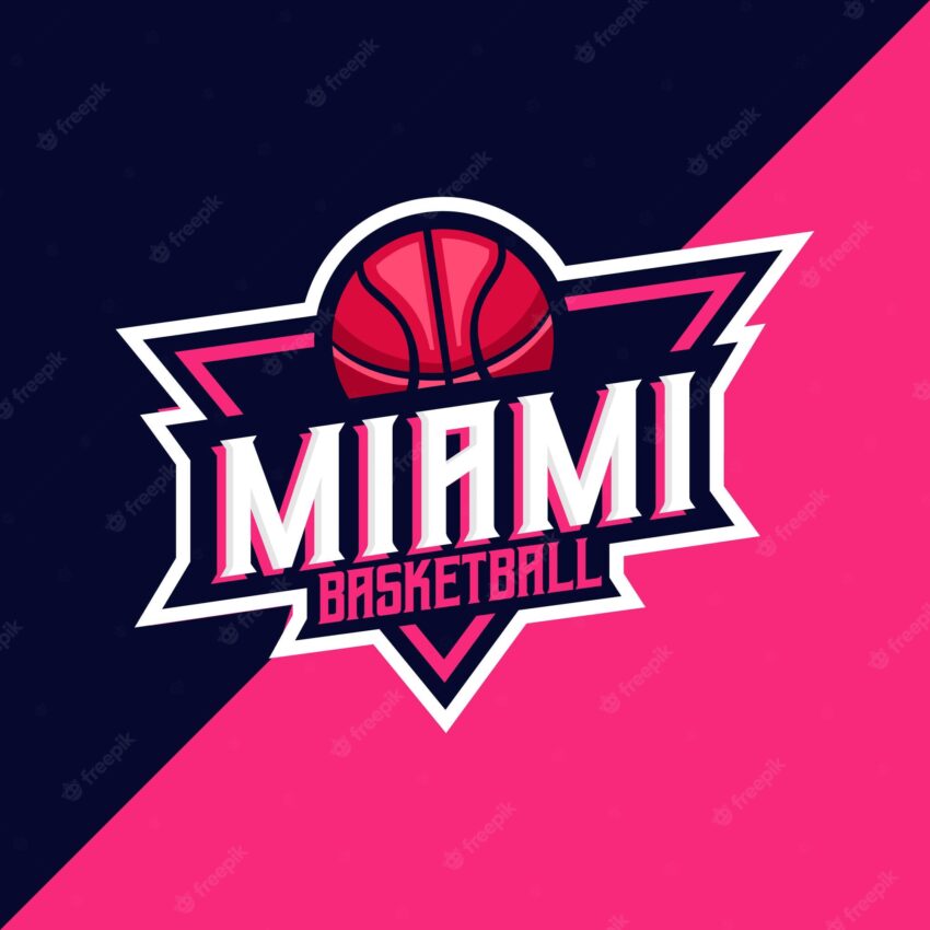 Detailed miami basketball esport and sport logo template