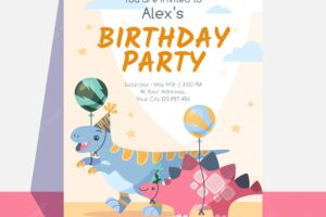 Dinosaur birthday party invitation template