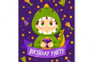Dinosaur childrens birthday invitation template