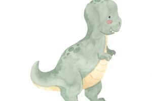 Dinosaur watercolor illustration for kids