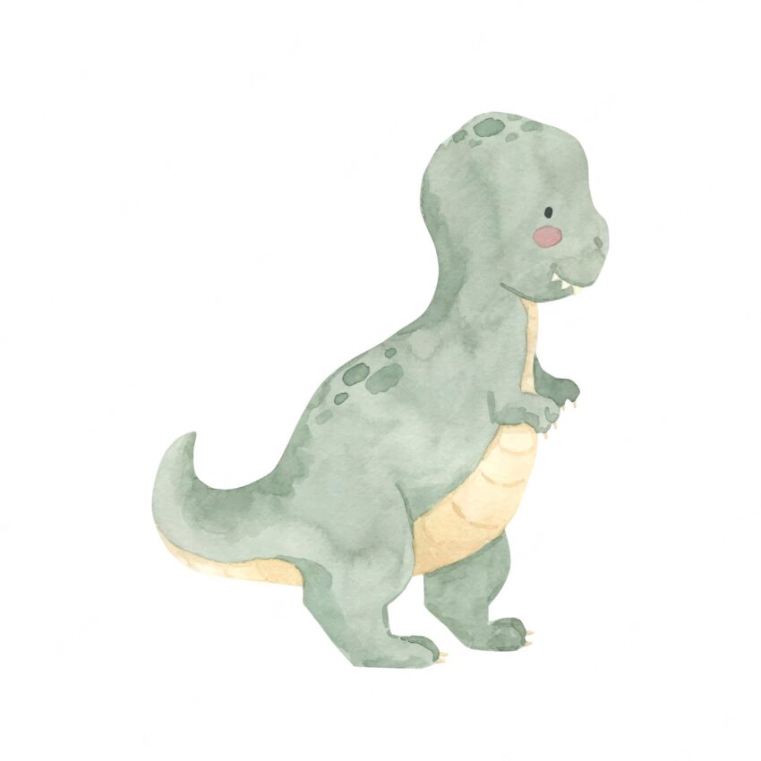 Dinosaur watercolor illustration for kids