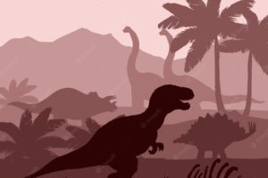 Dinosaurs silhouettes layers background  banner  illustration.