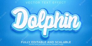 Dolphin blue text effect editable sea and water text style