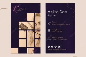 Double-sided vertical business card template for beauty salon