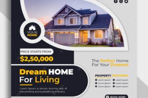Dream home for living business social media post design vector template