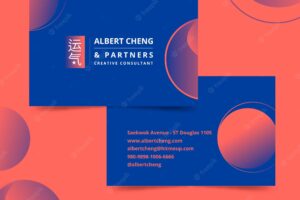 Duotone business card with gradient shapes template