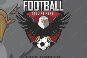 Eagle foot ball logo template with a gray background