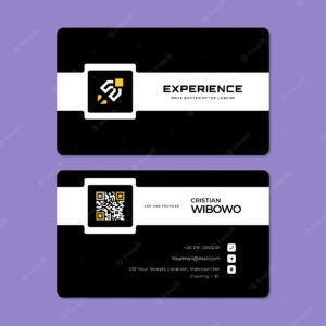 Editable black white business card template