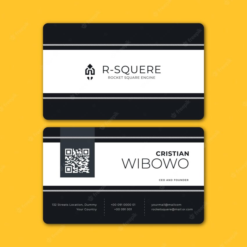 Editable black white business card termplate