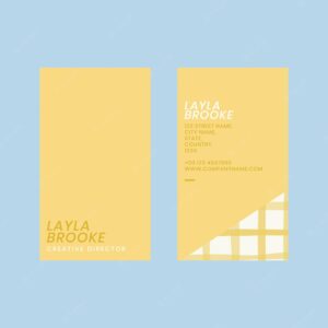 Editable business card template psd in cute pastel yellow pattern