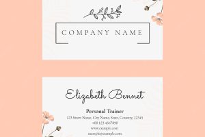 Editable business card template psd in feminine botanical design