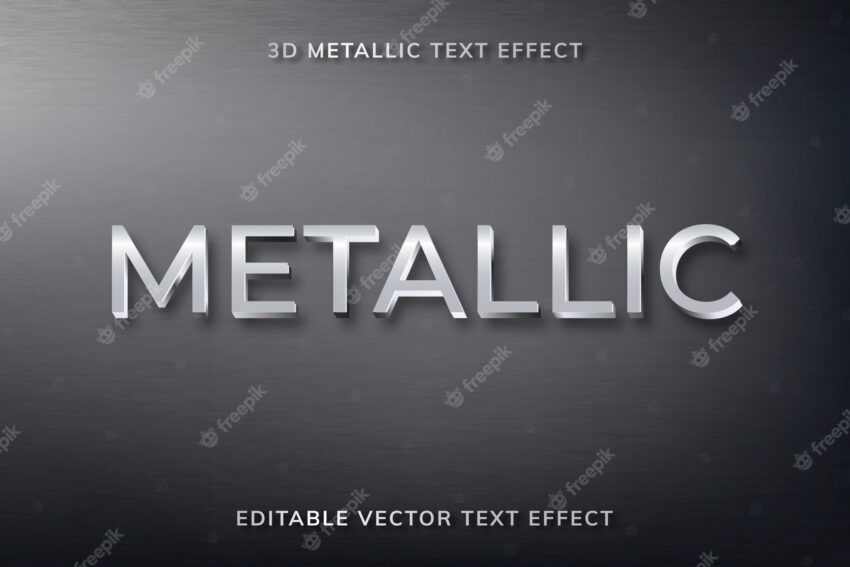 Editable metallic text effect vector template