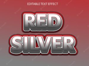 Editable silver red text effect vector