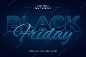 Editable text effect black friday navy dark blue color