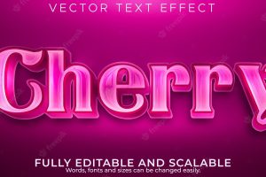 Editable text effect, cherry metallic text style