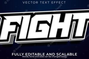 Editable text effect fight, 3d gamer and sport font style