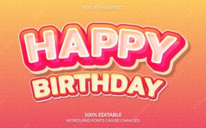 Editable text effect happy birthday text style